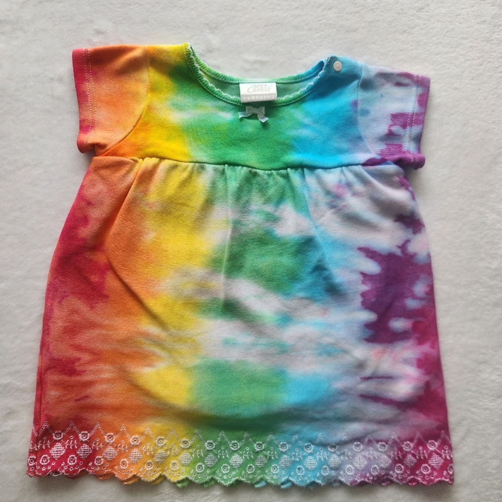 Vintage Carters Classic Tie Dye Infant Dress Embroidered 3-6‎ Months